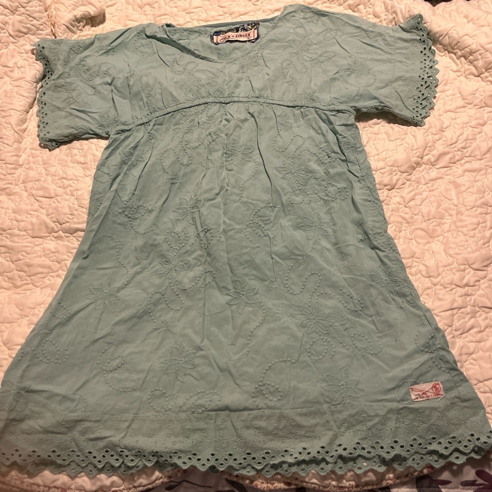 Vintage jack and jinger light blue embroidered boho dress